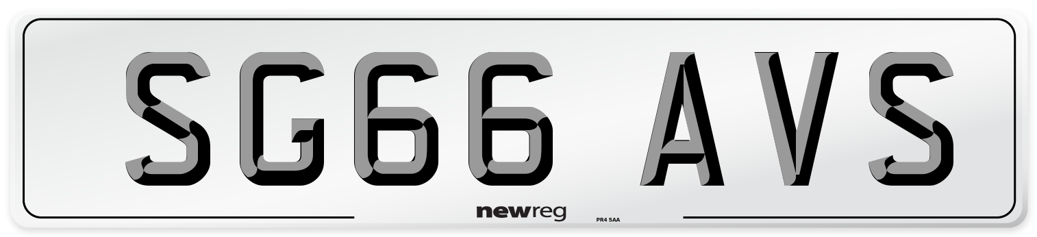 SG66 AVS Number Plate from New Reg